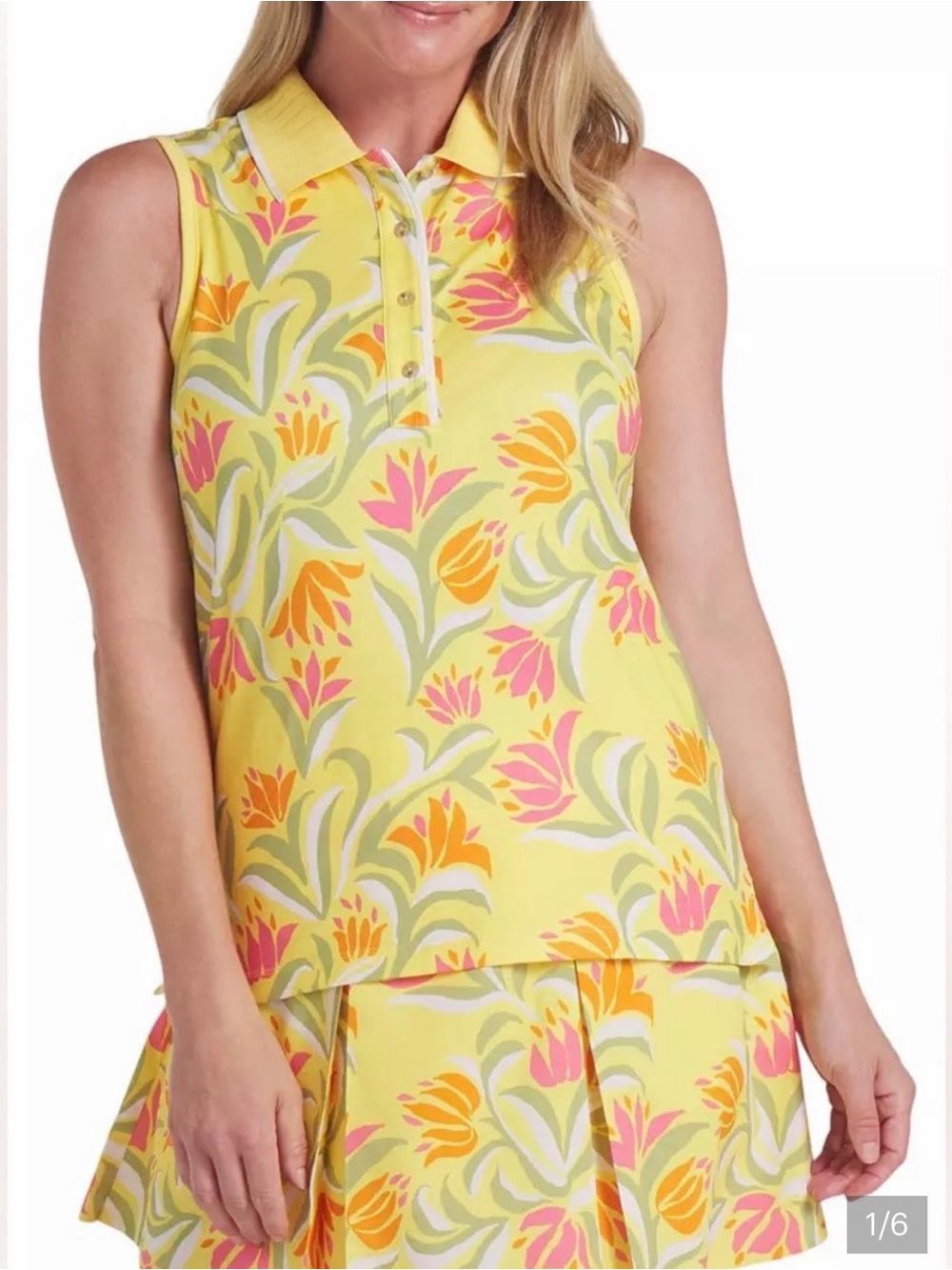 NWT LIMITED EDITION Puma x Dani Dazey Floral Sleeveless Golf polo Tank Top